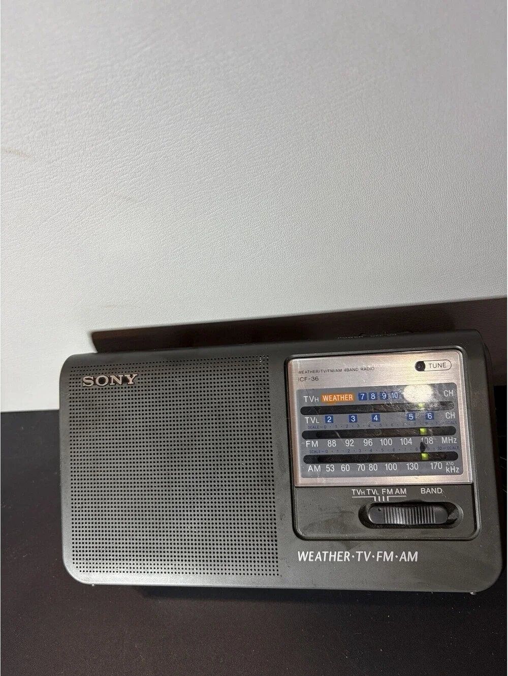Vintage Sony, ICF-36, Weather TV FM /AM 4 Band Portable Radio